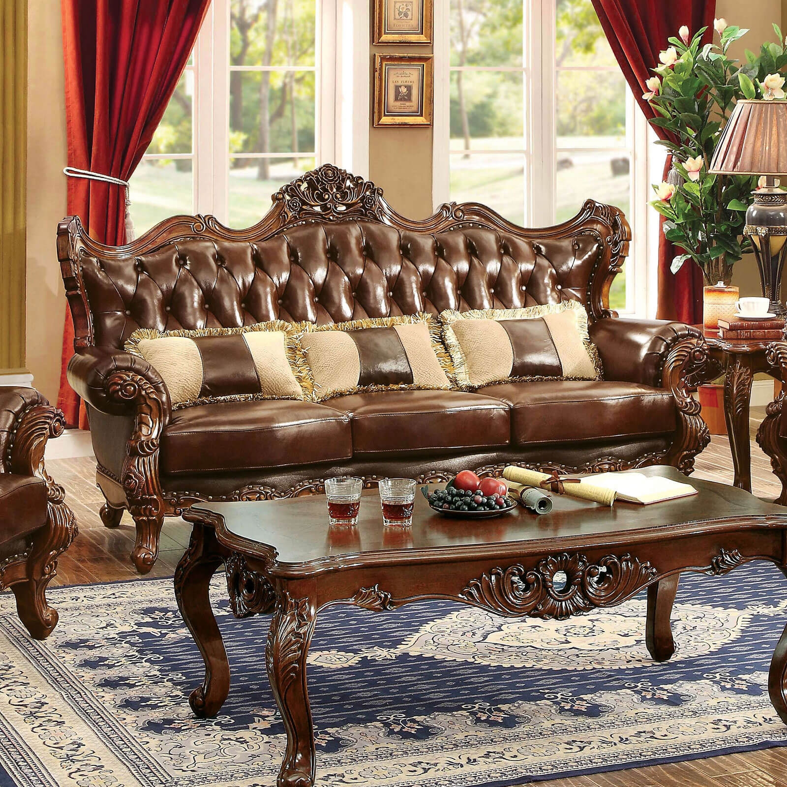 Jericho Top Grain Leather Match/Wood Sofa