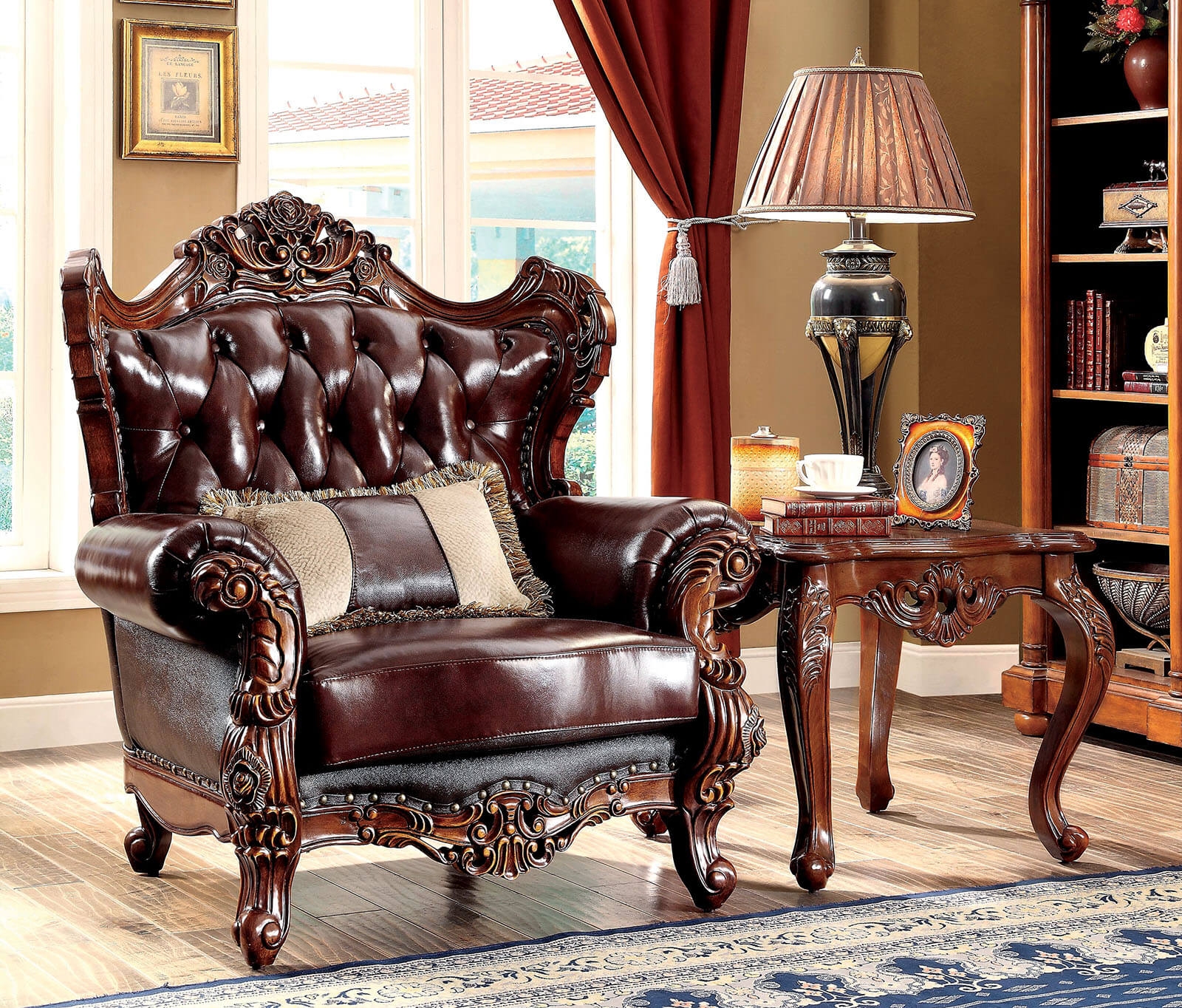 Jericho Top Grain Leather Match/Wood Chair