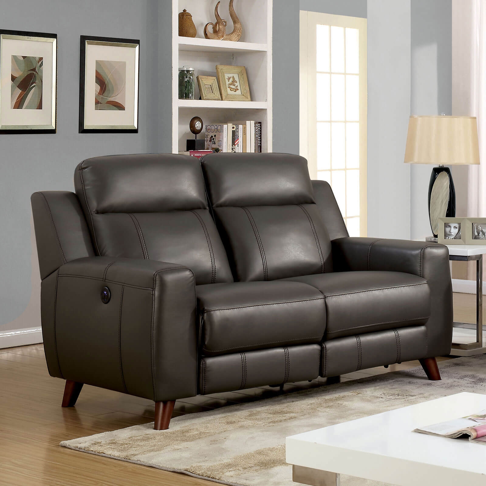 Rosalynn Leatherette Power Reclining Loveseat