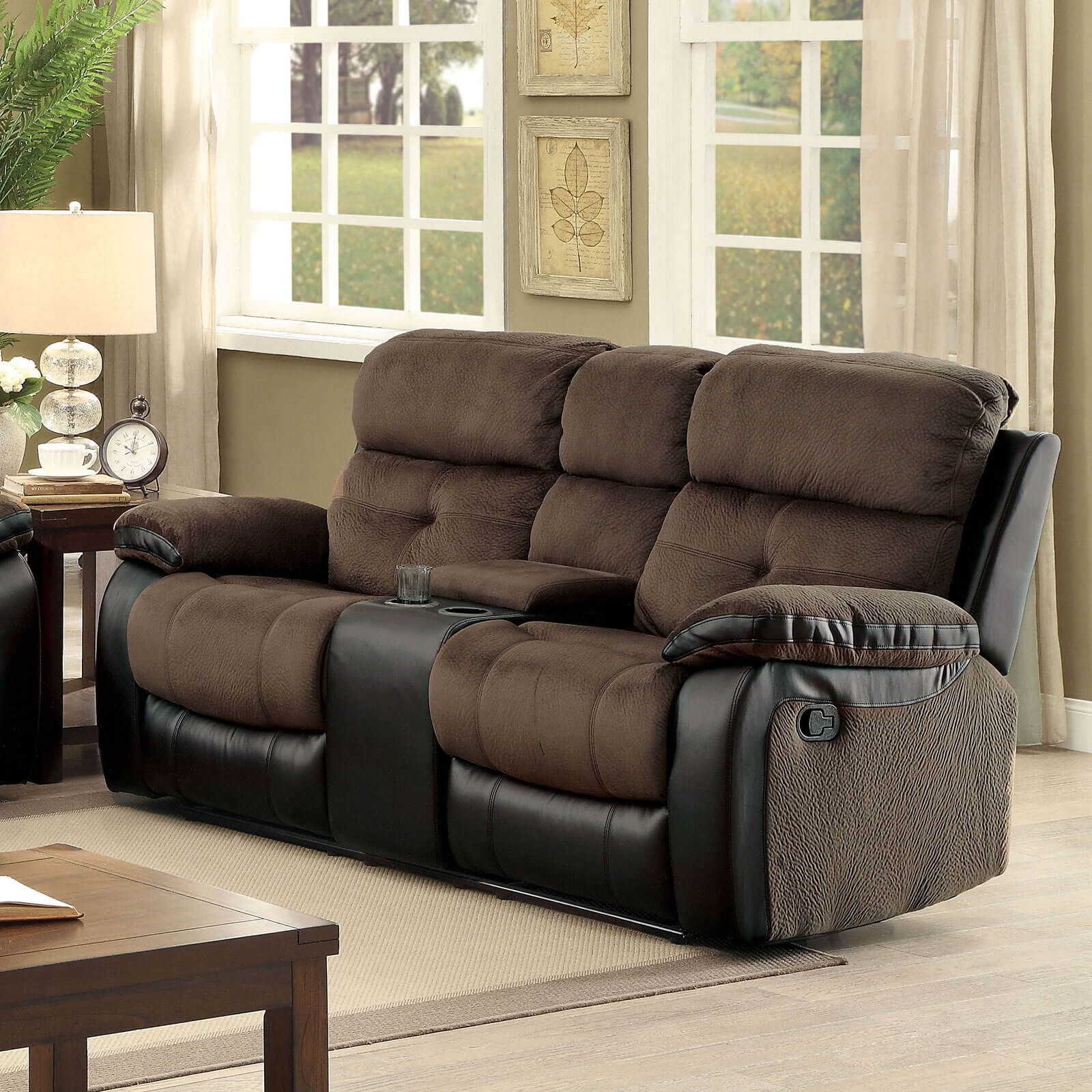 Hadley Fabric/Leatherette Reclining Living Room Set