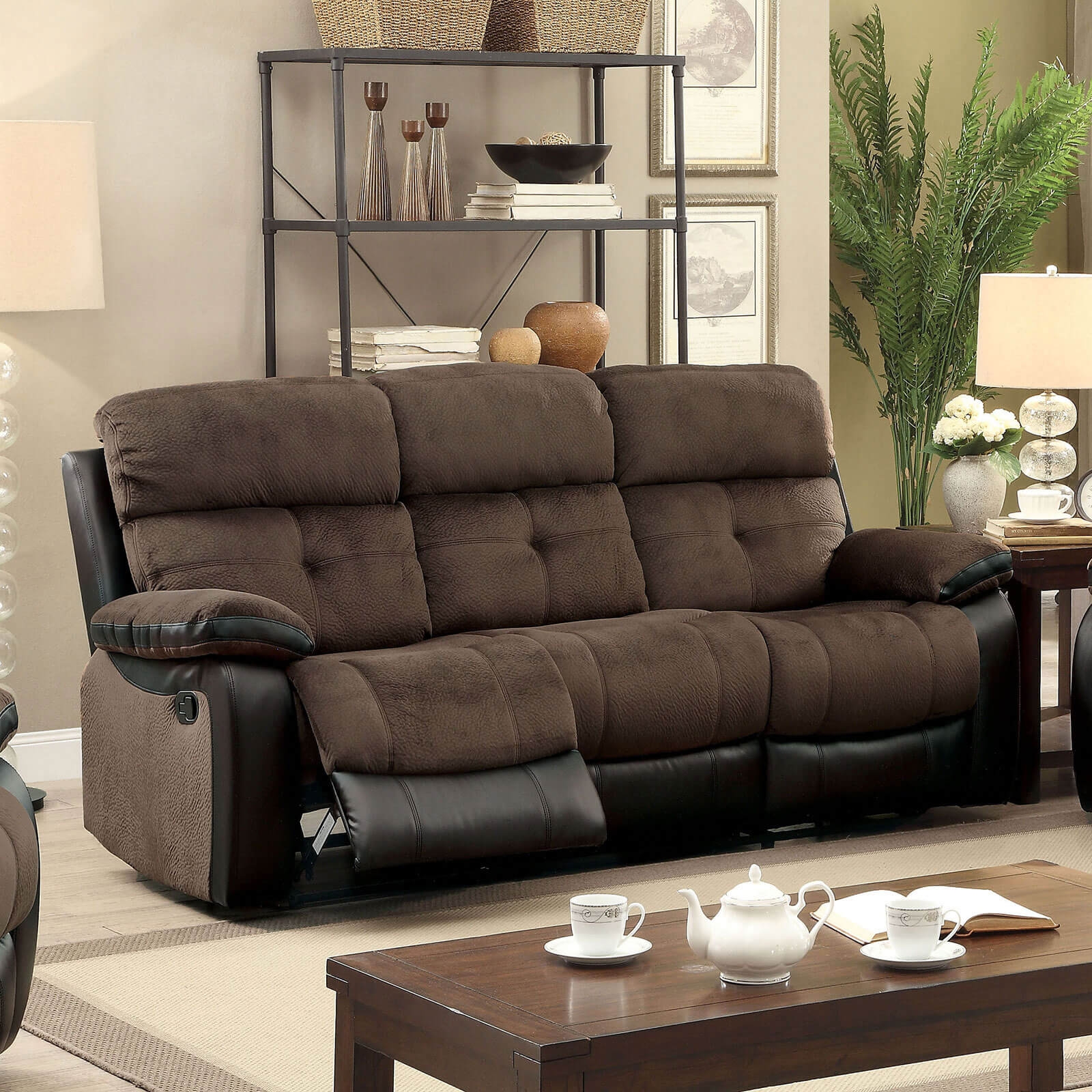 Hadley Fabric/Leatherette Reclining Living Room Set