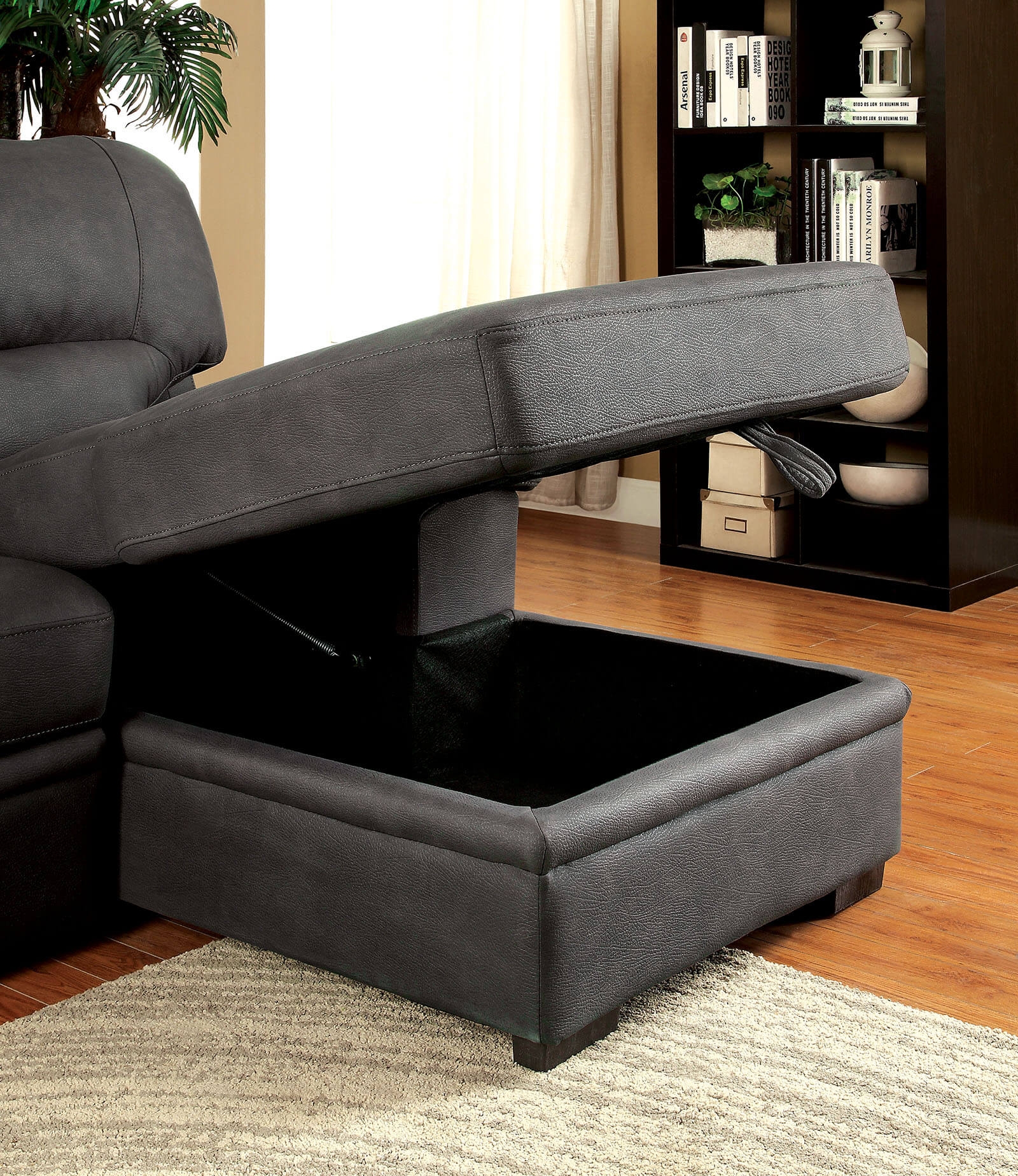 Alcester Faux Nubuck L-Shape Storage Sleeper Sectional Sofa