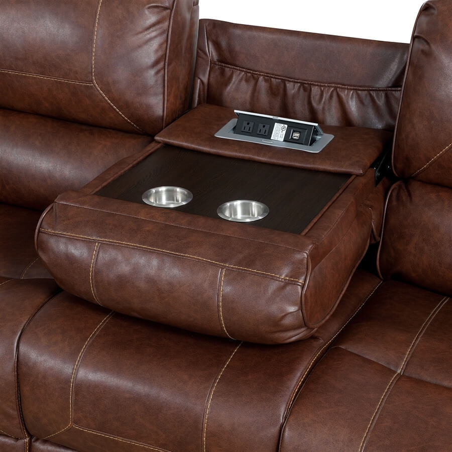 Joanne Leatherette L-Shape Reclining Sectional Sofa