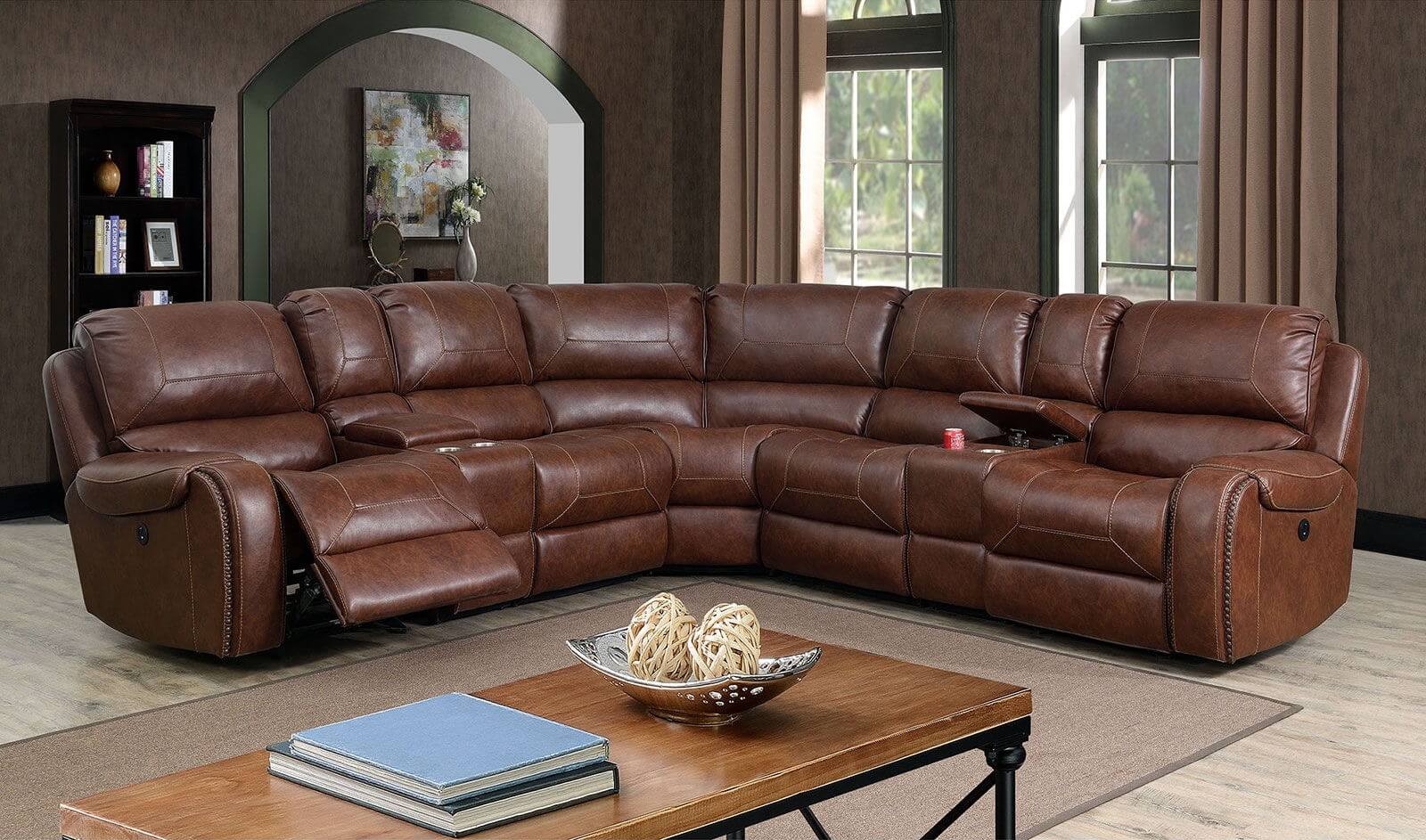 Joanne Leatherette L-Shape Reclining Sectional Sofa