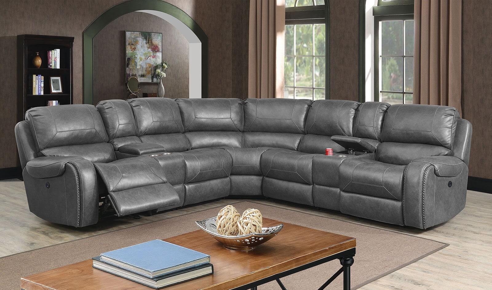 Joanne Leatherette L-Shape Reclining Sectional Sofa