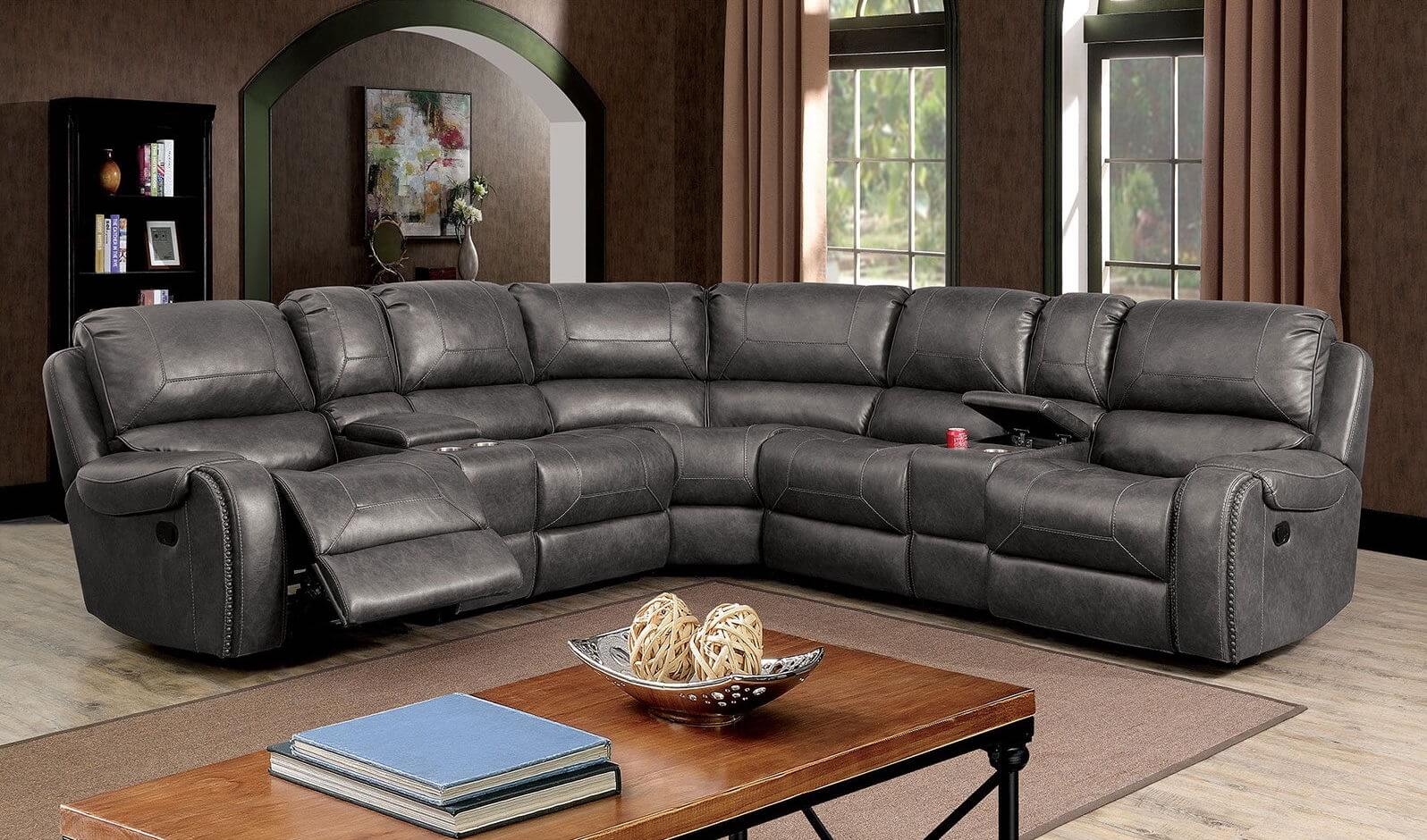Joanne Leatherette L-Shape Reclining Sectional Sofa