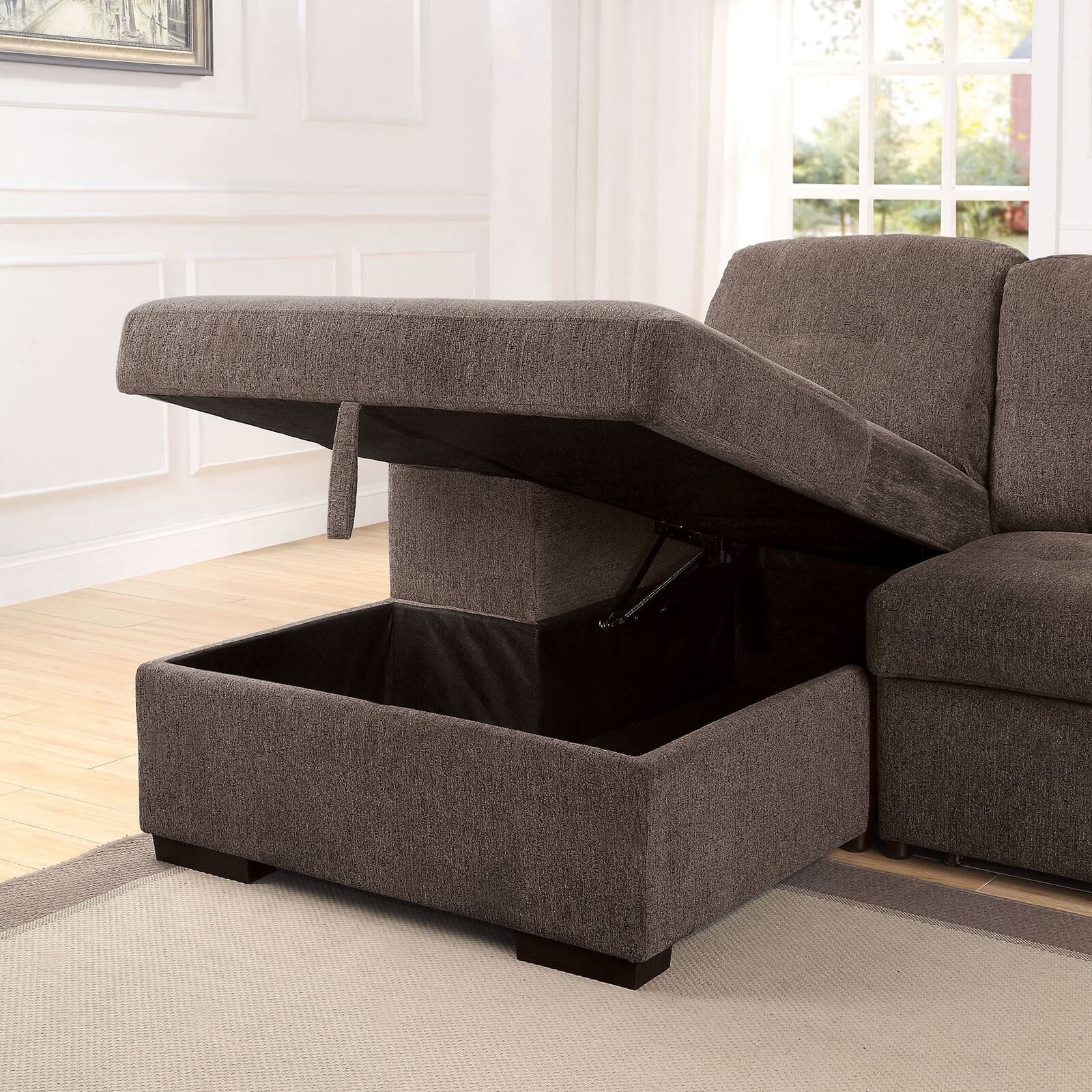 Jamiya Fabric L-Shape Reversible Sleeper Sectional Sofa