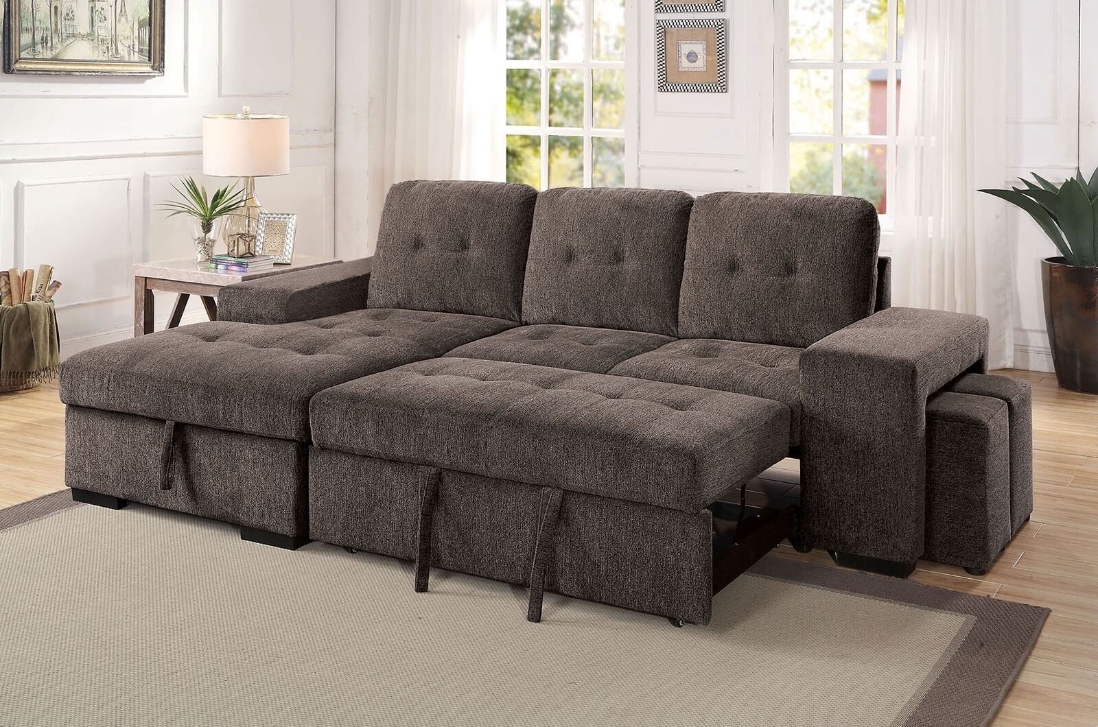 Jamiya Fabric L-Shape Reversible Sleeper Sectional Sofa