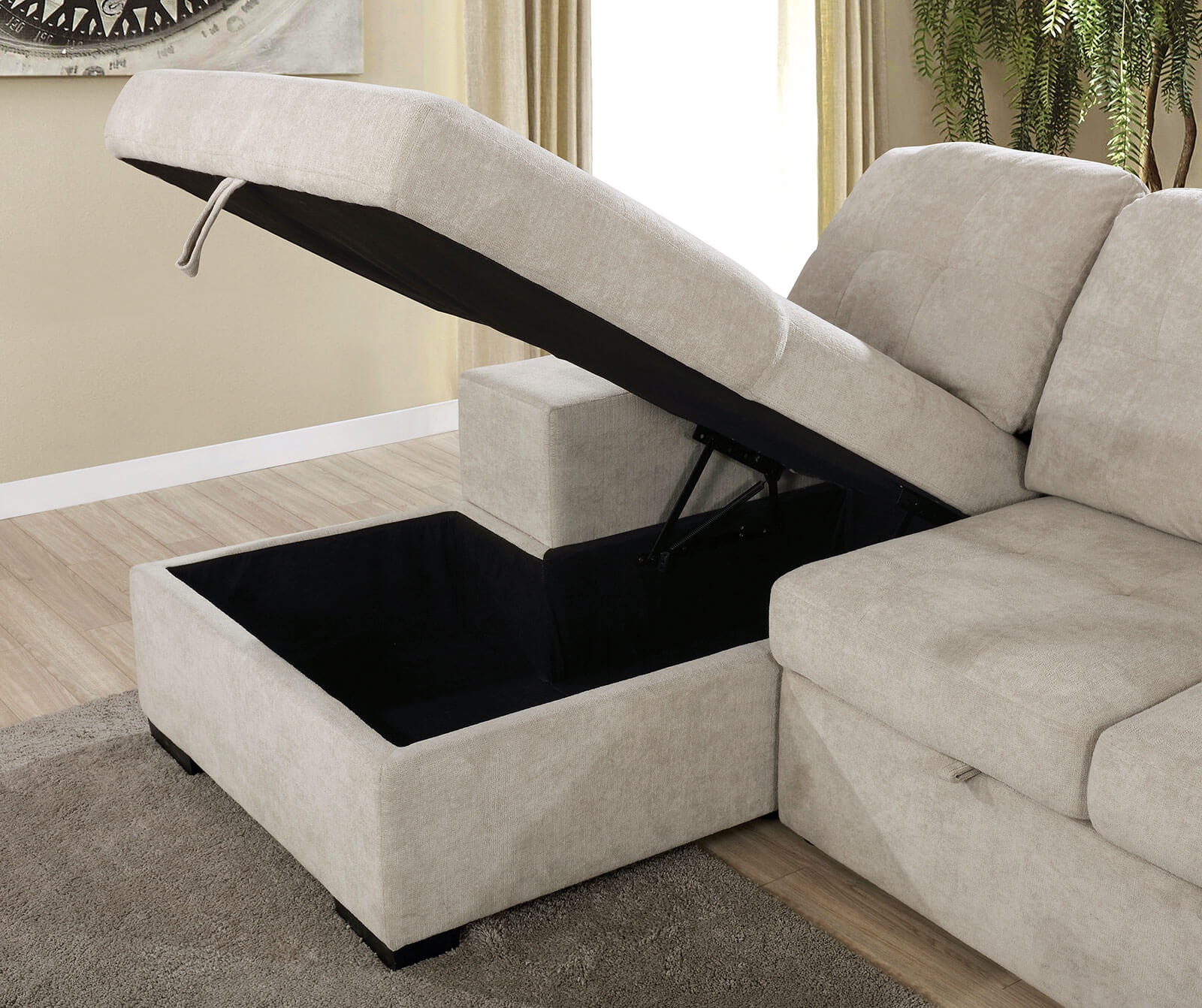 Jamiya Fabric L-Shape Reversible Sleeper Sectional Sofa