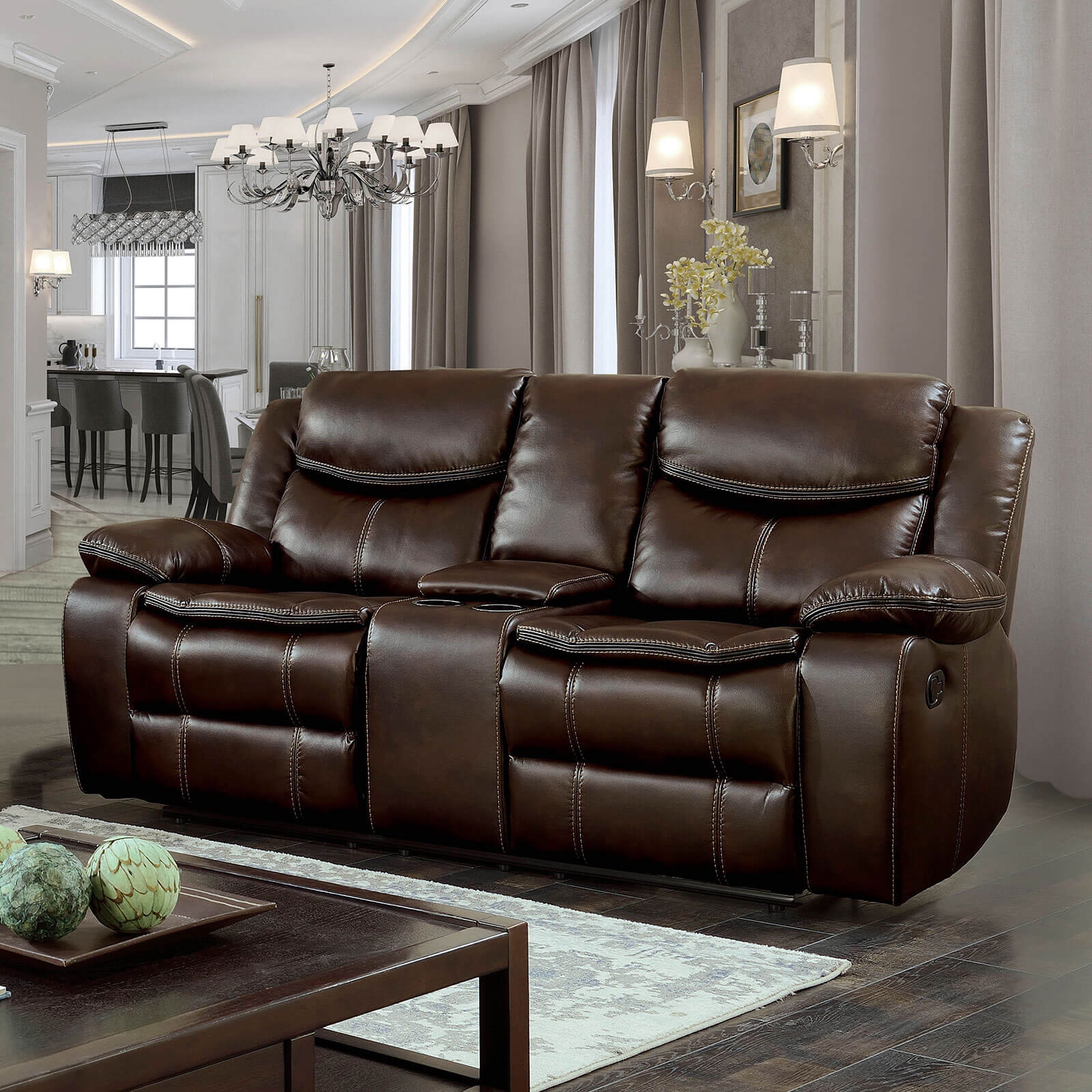 Pollux Leatherette Reclining Loveseat