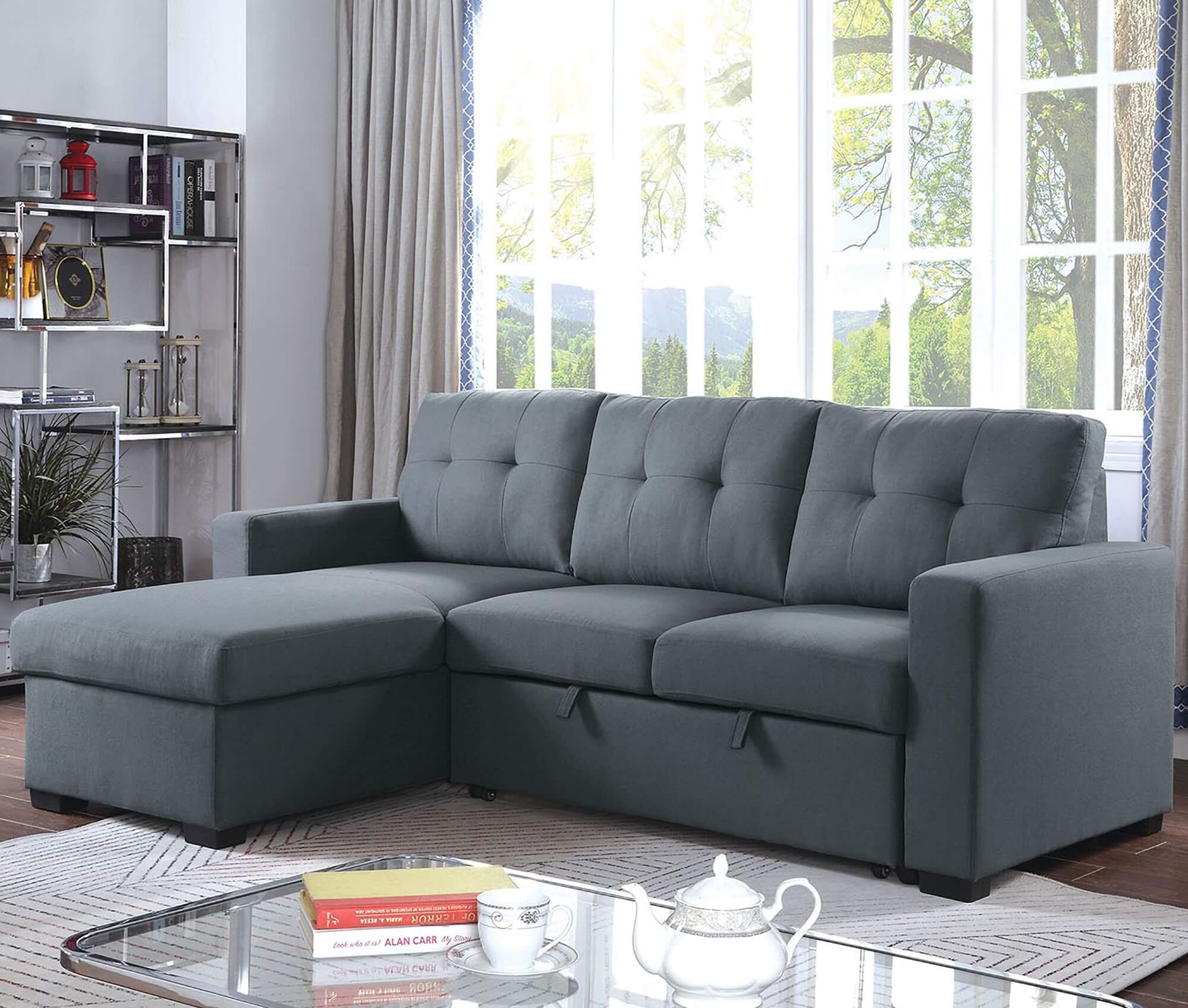 Jacob Fabric L-Shape Reversible Sleeper Sectional Sofa