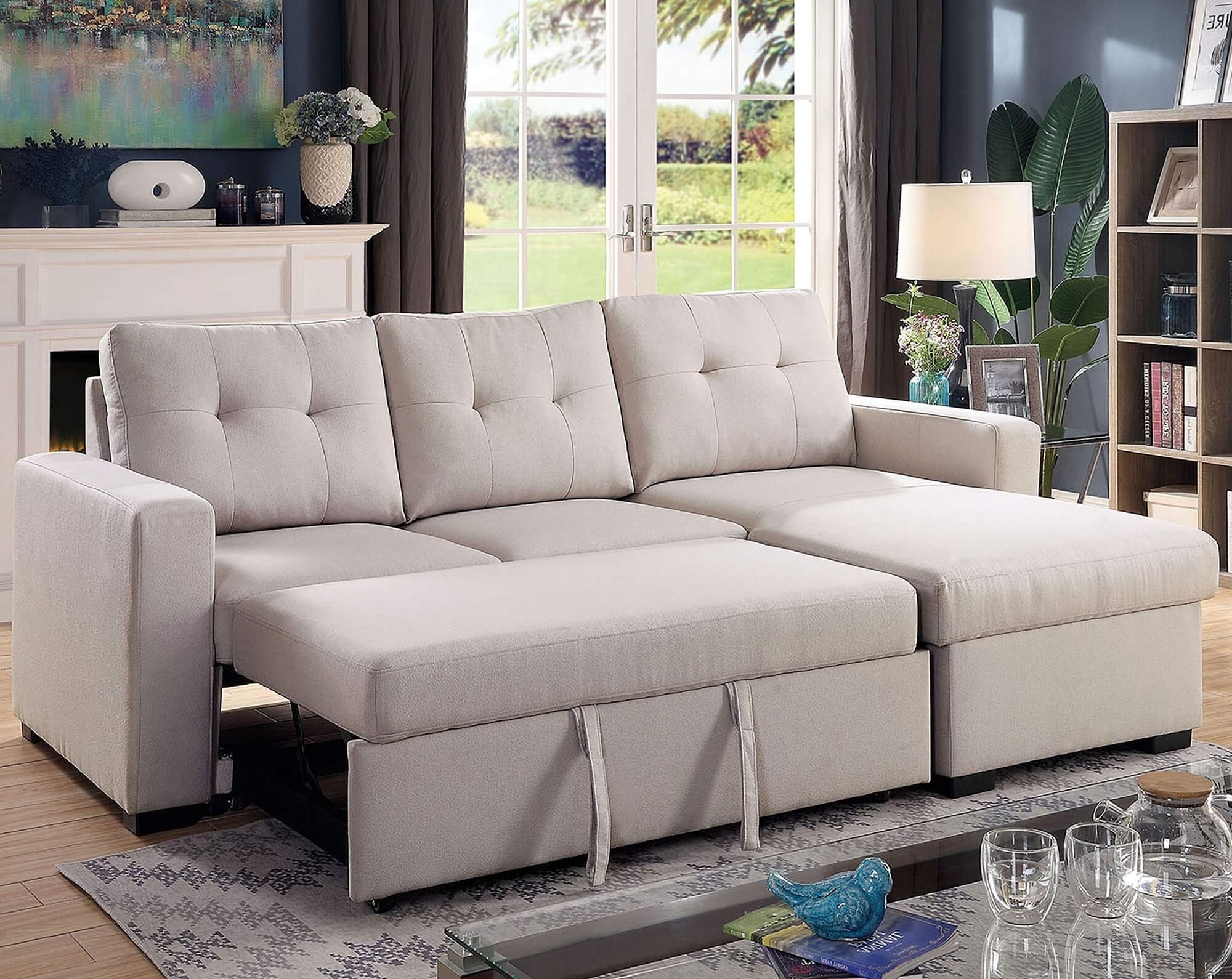 Jacob Fabric L-Shape Reversible Sleeper Sectional Sofa