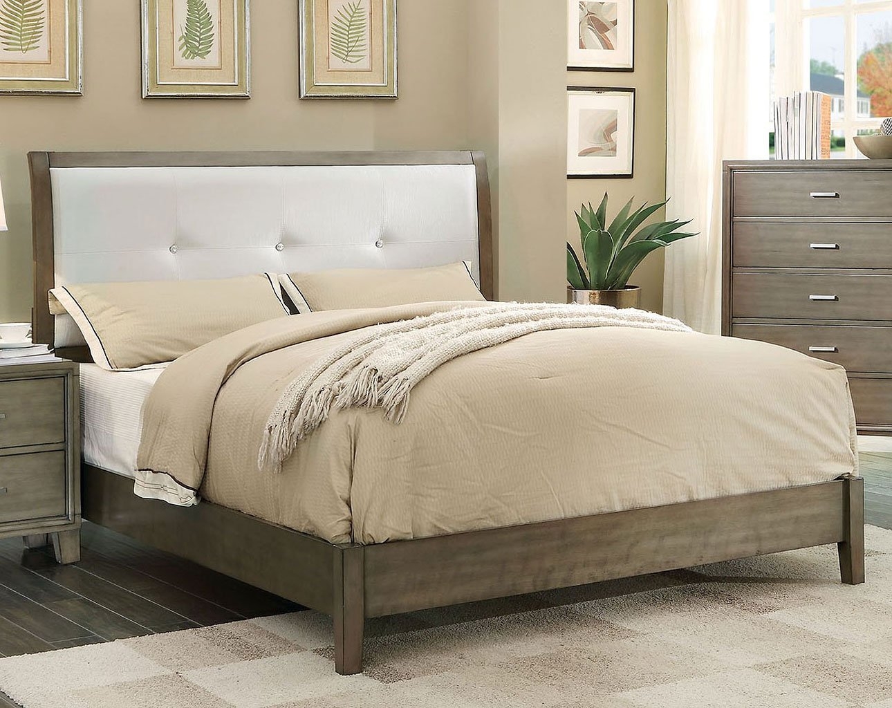 Enrico Leatherette/Wood Panel Bedroom Set