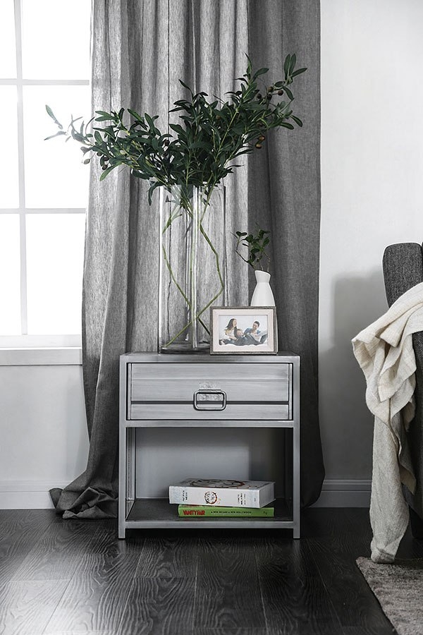 Mccredmond Metal Nightstand w/Drawer & USB Charger