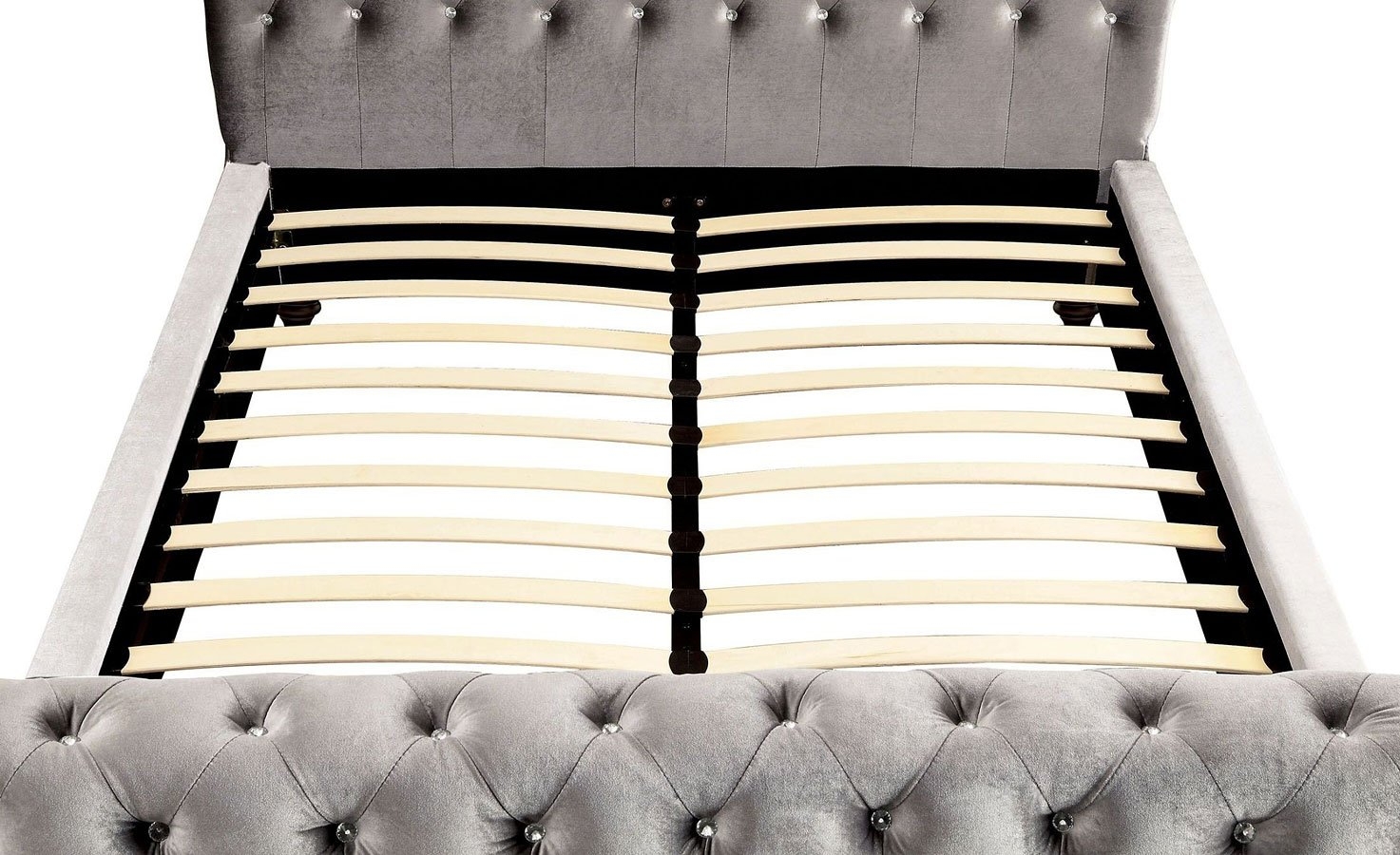Noella Fabric/Wood Tufted Sleigh Bed
