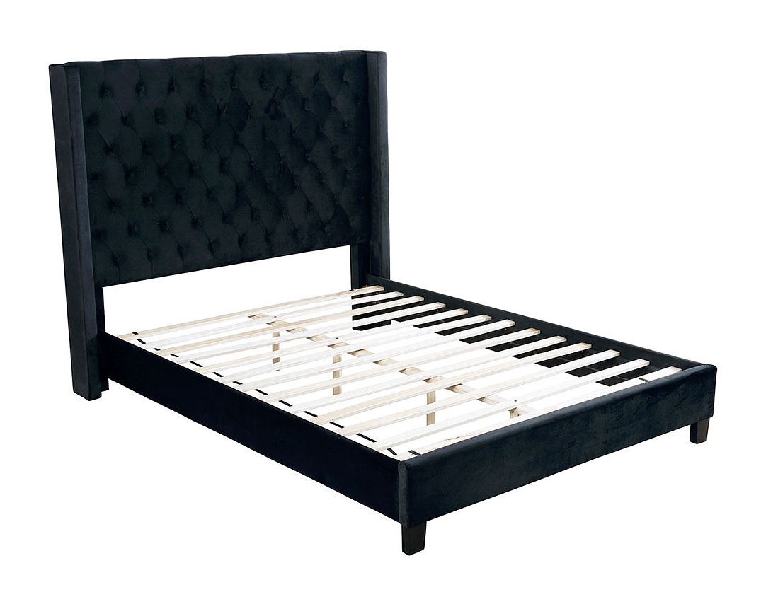 Ryleigh Fabric/Wood Platform Tufted Bed, Queen Size