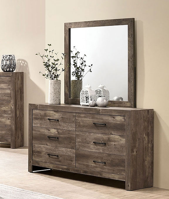 Larissa Fabric/Wood Panel Bedroom Set w/LED Light