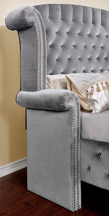 Alzir Fabric/Wood Tufted Panel Bed