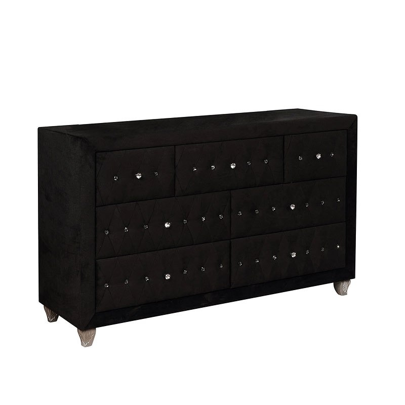 Alzir Fabric/Wood Tufted Dresser w/7 Drawers