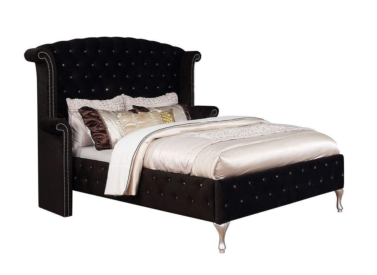 Alzir Fabric/Wood Tufted Panel Bed