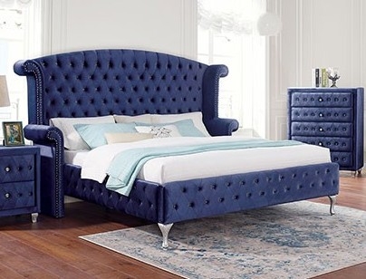 Alzir Fabric/Wood Tufted Panel Bed