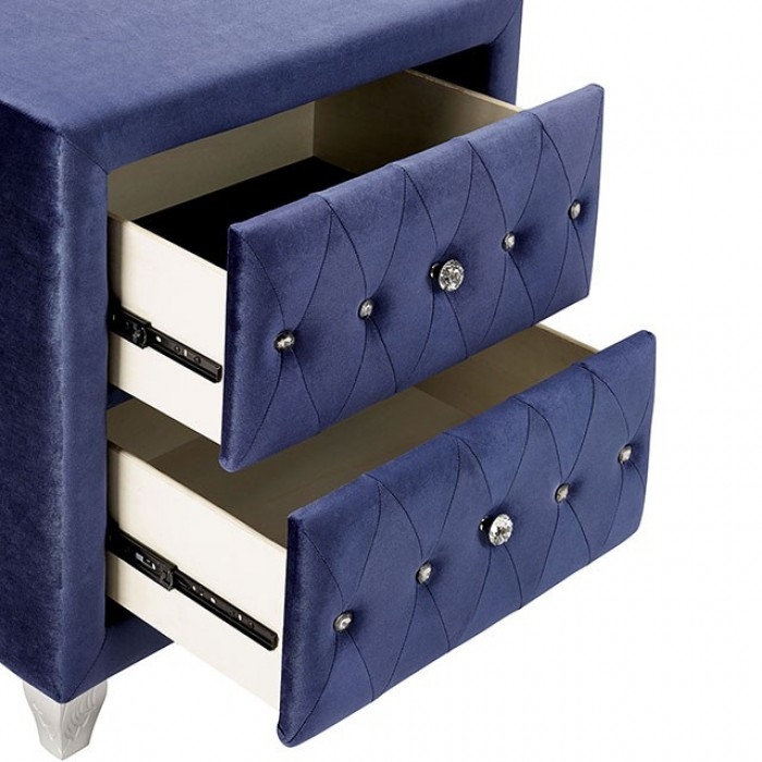 Alzir Fabric/Wood Tufted Nightstand w/2 Drawers