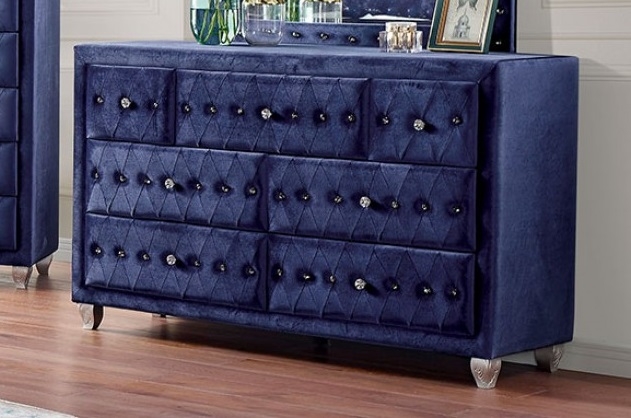 Alzir Fabric/Wood Tufted Panel Bedroom Set