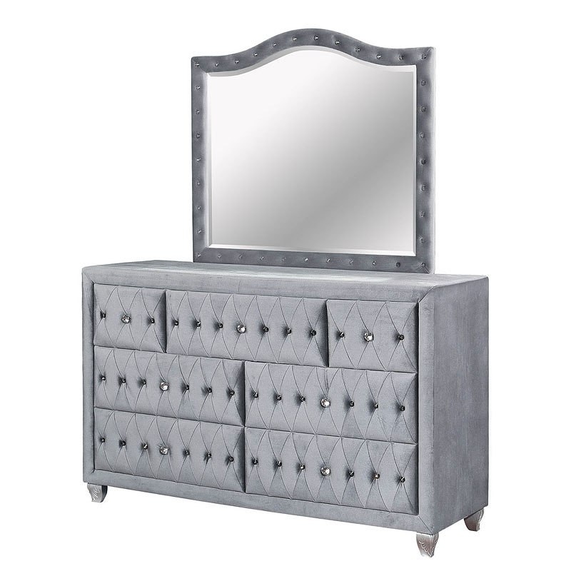 Alzir Fabric/Wood Tufted Panel Bedroom Set