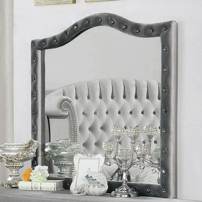 Alzir Fabric/Wood Tufted Mirror