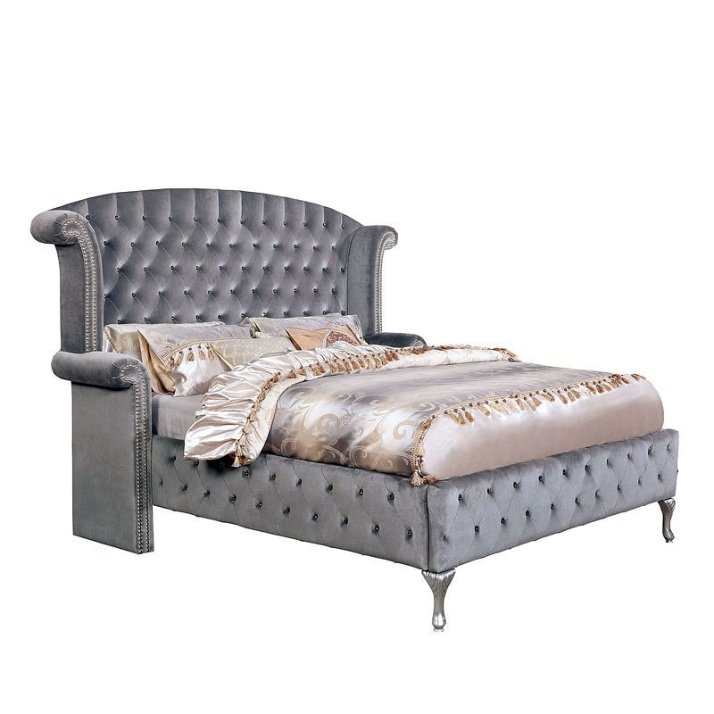 Alzir Fabric/Wood Tufted Panel Bedroom Set