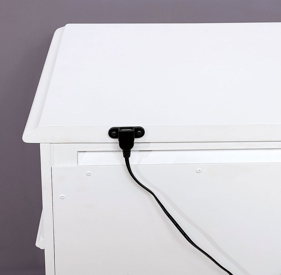 Belva Wood Nightstand w/3 Drawers & USB Charger