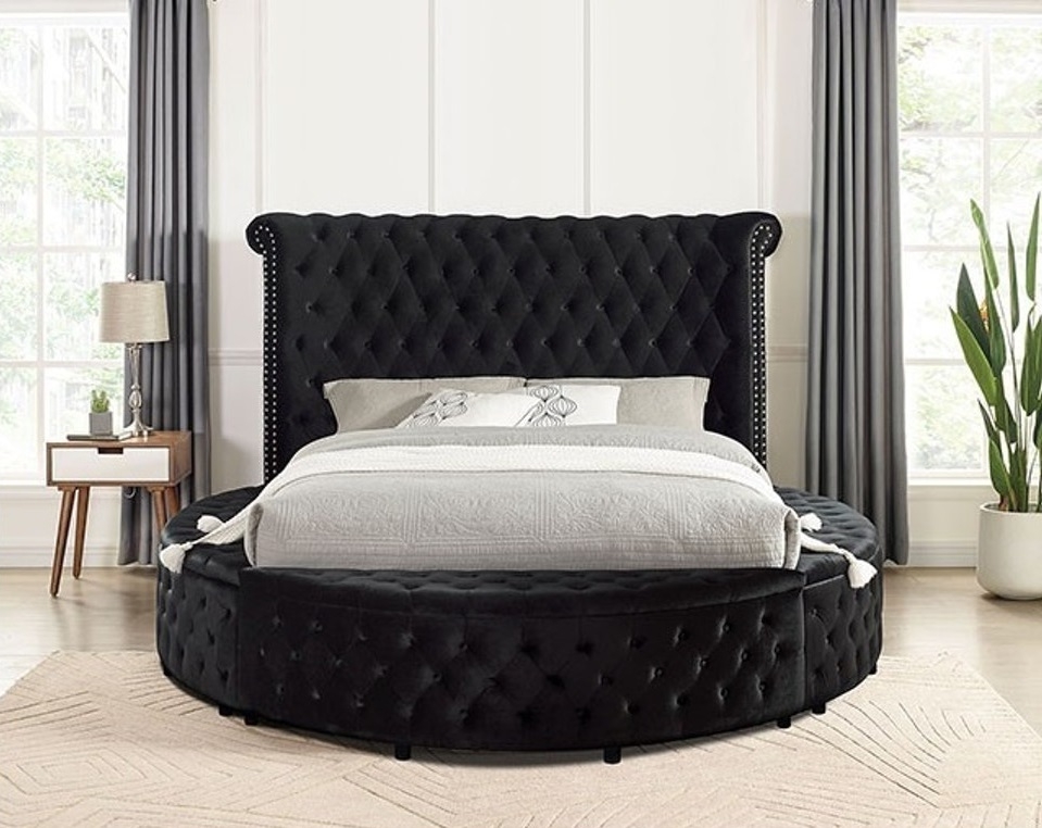 Delilah Fabric/Wood Tufted Storage Platform Bed