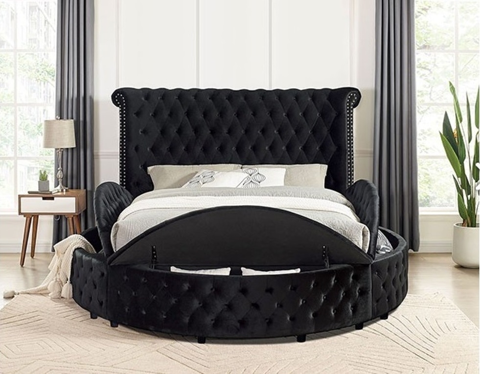 Delilah Fabric/Wood Tufted Storage Platform Bed