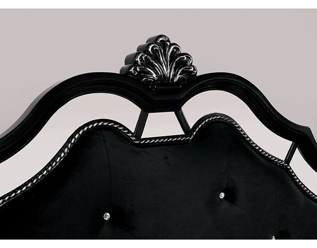Azha Fabric/Wood Poster Bed w/Mirror Inserts, Queen Size