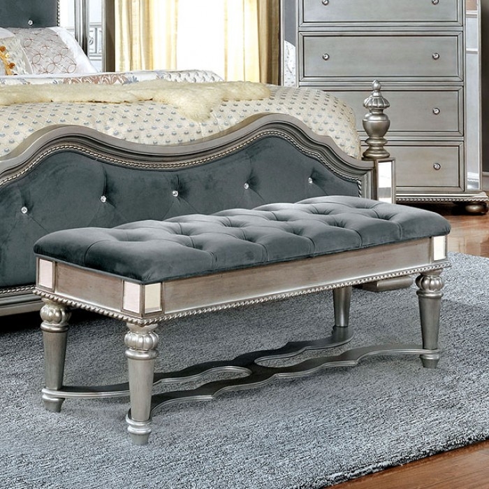 Azha Fabric/Wood Poster Bedroom Set w/Mirror Inserts