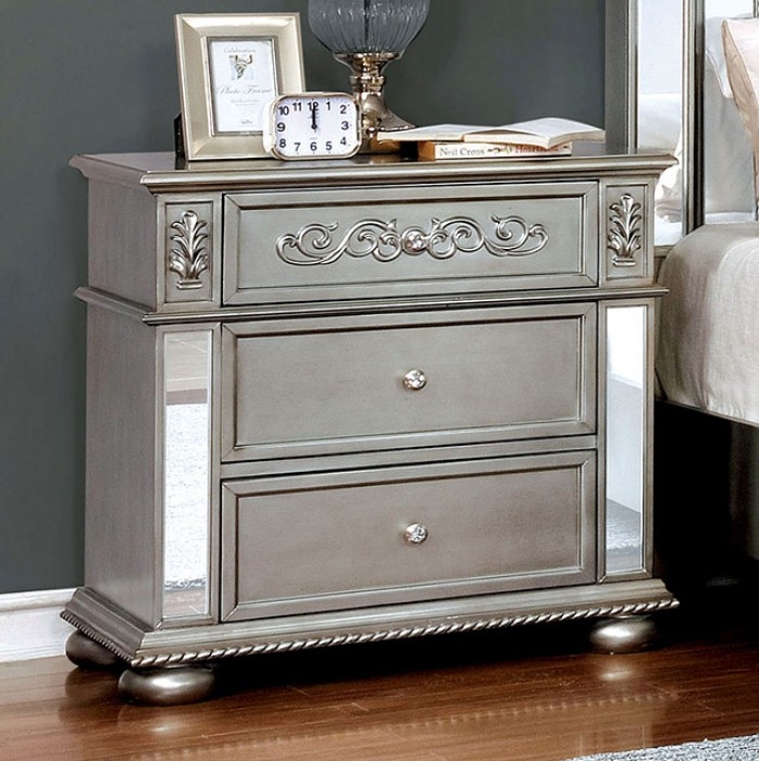 Azha Fabric/Wood Poster Bedroom Set w/Mirror Inserts