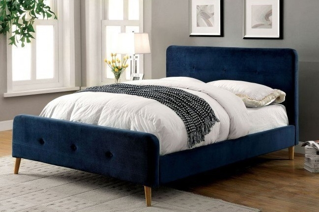 Barney Fabric/Wood Panel Bed, Queen Size