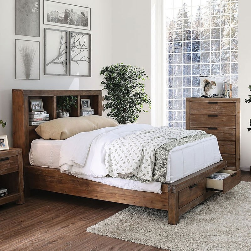 McAllen Wood Storage Platform Bed w/USB