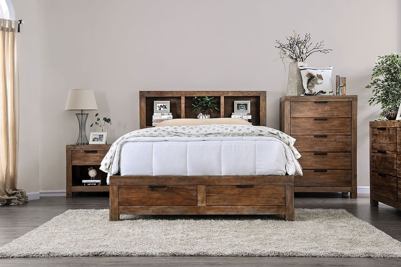 McAllen Wood Storage Platform Bedroom Set w/USB