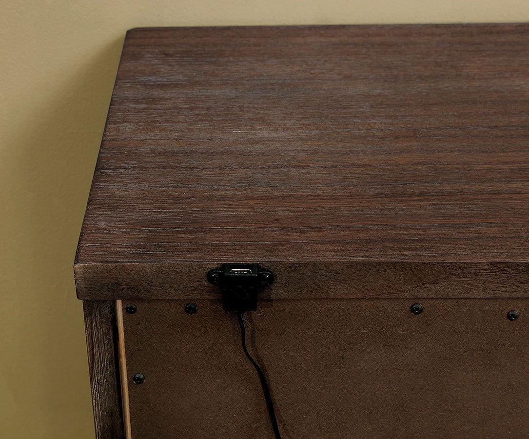 Tywyn Wood Nightstand w/2 Drawers & USB Charger