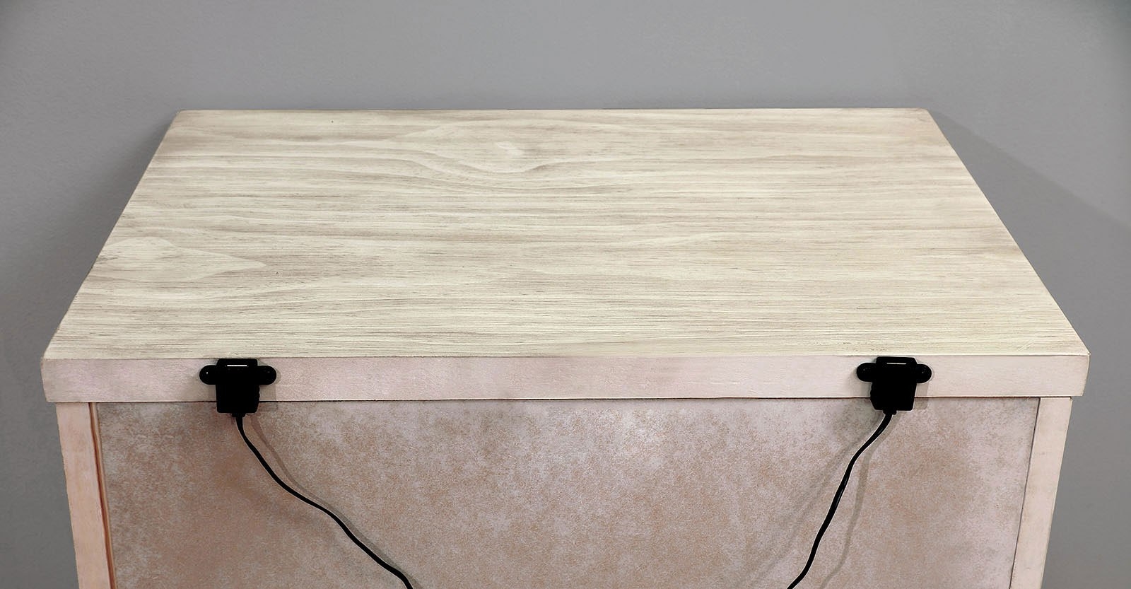 Tywyn Wood Nightstand w/2 Drawers & USB Charger