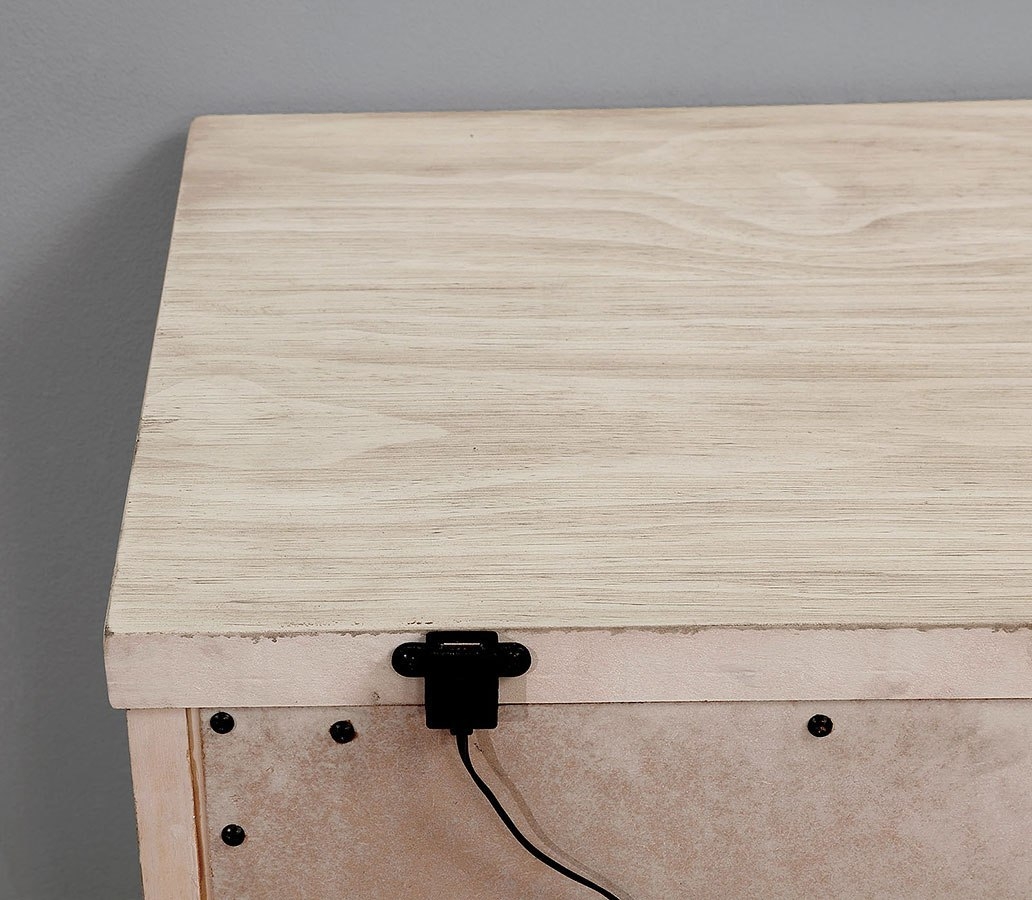 Tywyn Wood Nightstand w/2 Drawers & USB Charger