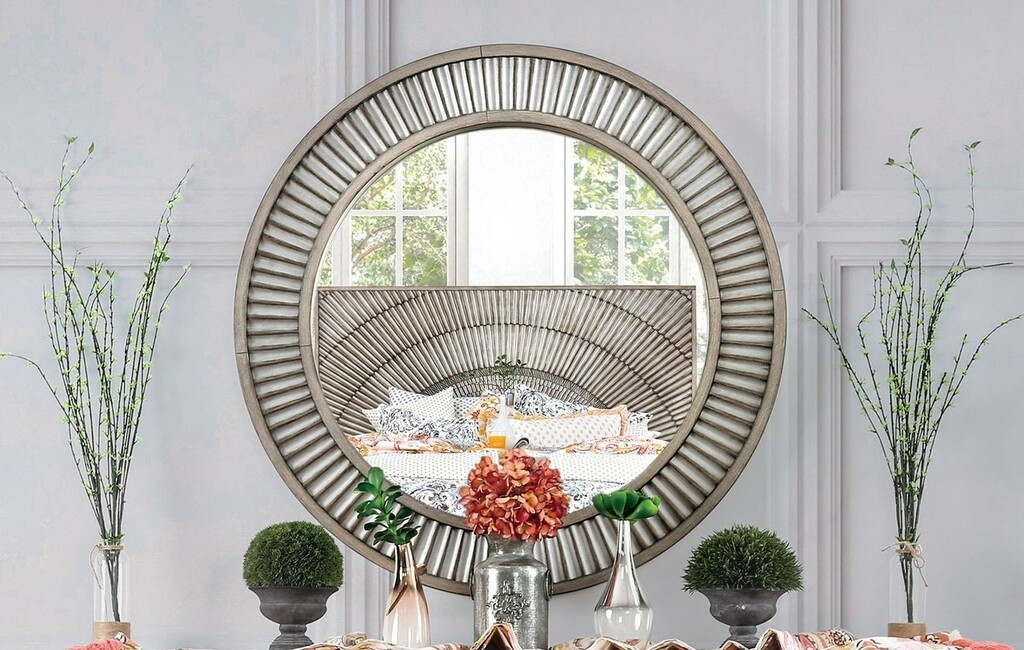 Kamalah Wood Round Mirror