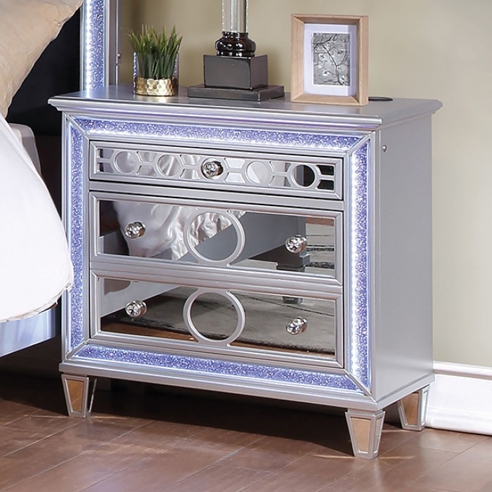 Mairead Fabric/Wood Tufted Panel Bedroom Set w/LED Light