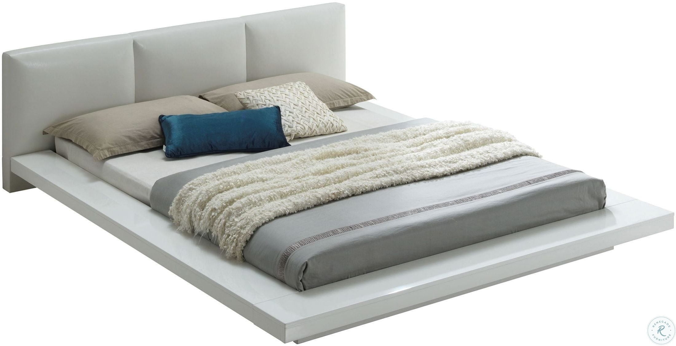 Christie Fabric/Wood High Gloss Low Profile Platform Bedroom Set