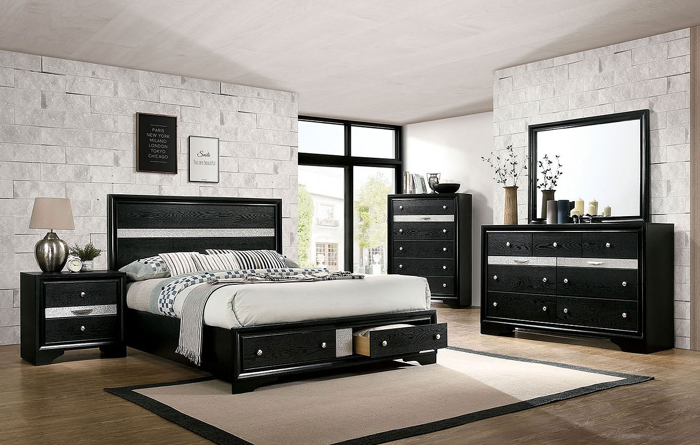 Chrissy Wood Storage Panel Bedroom Set