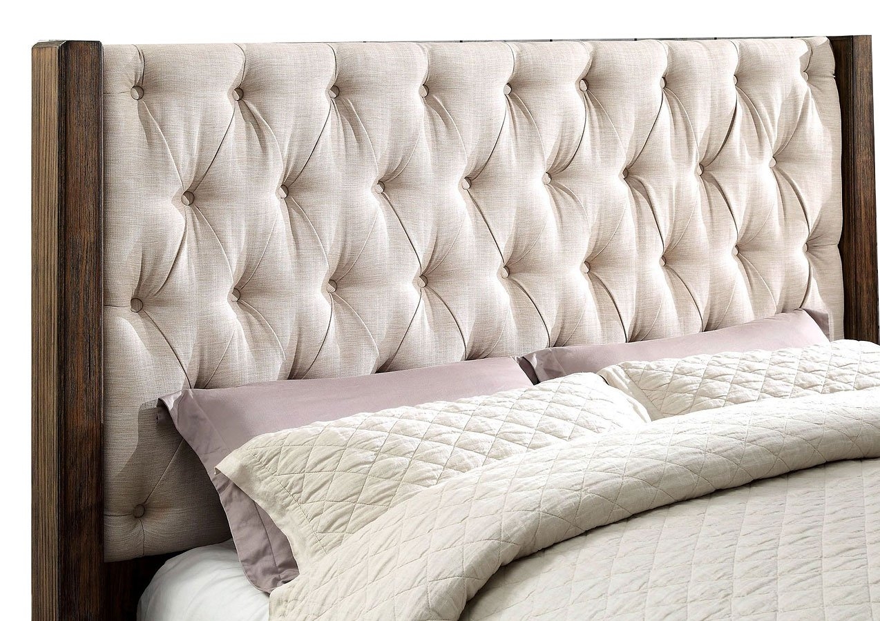 Hutchinson Fabric/Wood Panel Tufted Bed, Queen Size