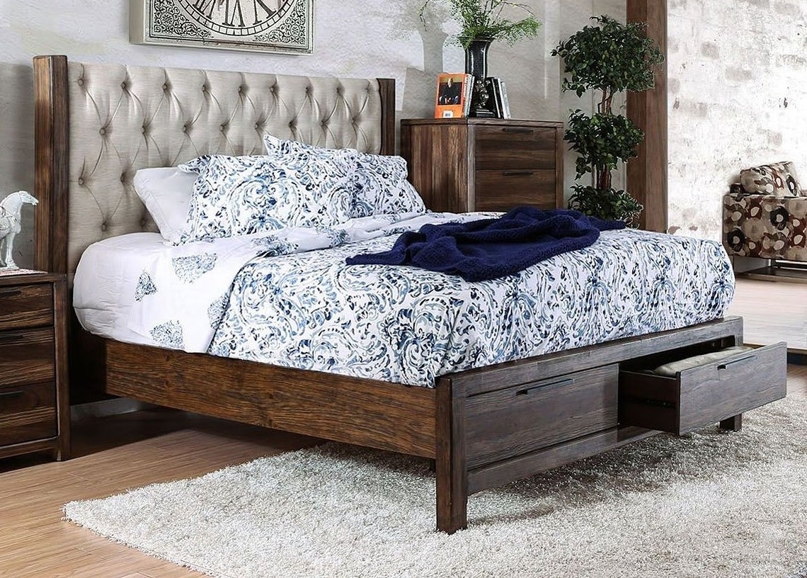 Hutchinson Fabric/Wood Storage Panel Tufted Bedroom Set