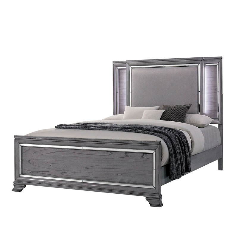 Furniture of America Alanis Fabric/Wood LED Bed