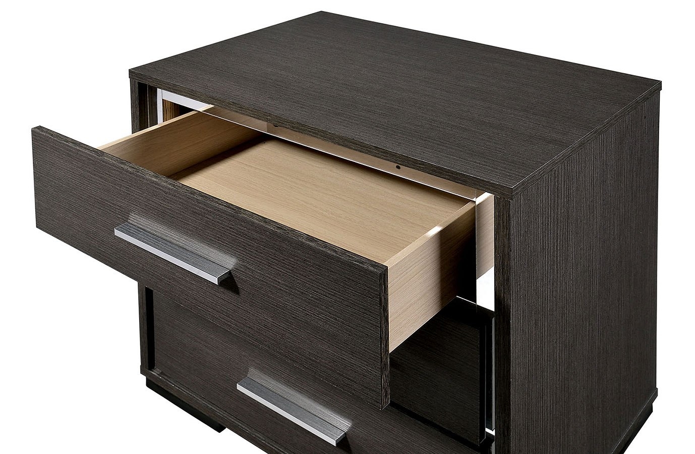 Camryn Wood Nightstand w/3 Drawers & USB Charger